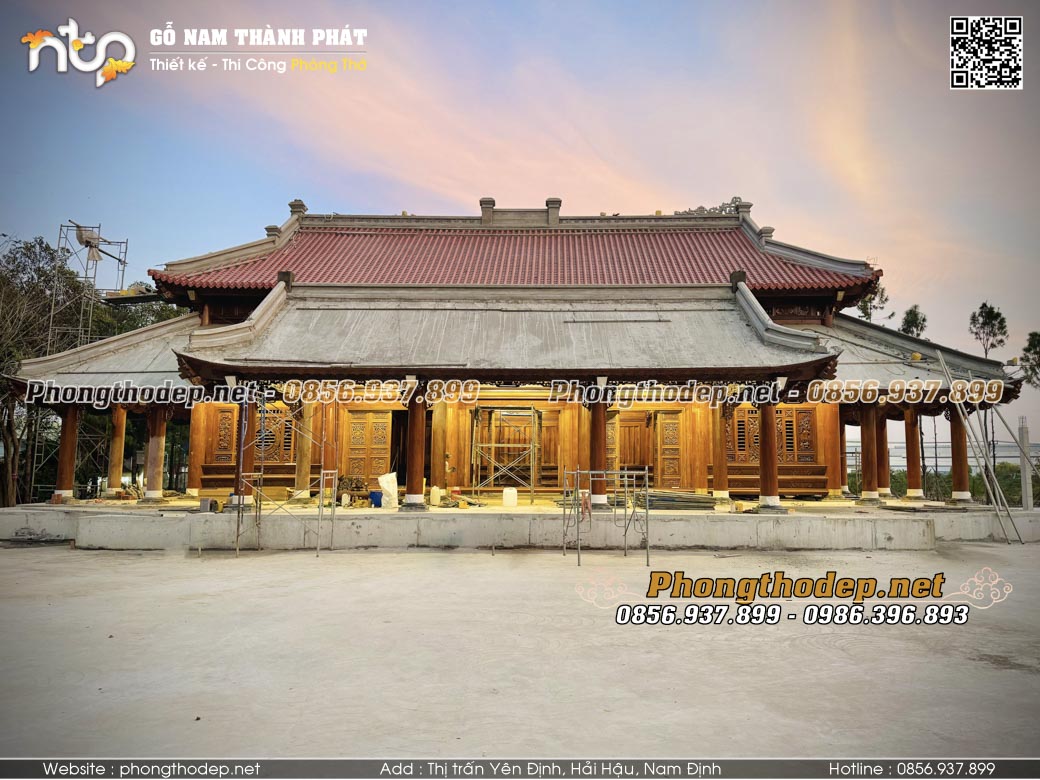 Thi công nhà gỗ 5 gian 2 chái đẹp tại Sài Gòn